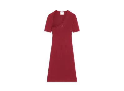 Courreges Mini Slash Rib Knit Dress "Grenat"