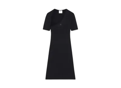 Courreges Mini Slash Rib Knit Dress "Black"