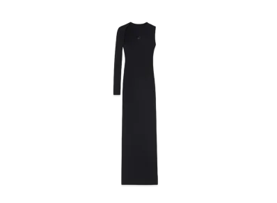 Courreges Slash Rib Knit Long Dress "Black"