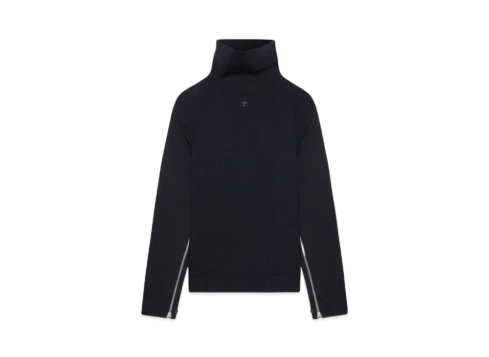 Courreges Oversized Mockneck Knit Sweater "Black"