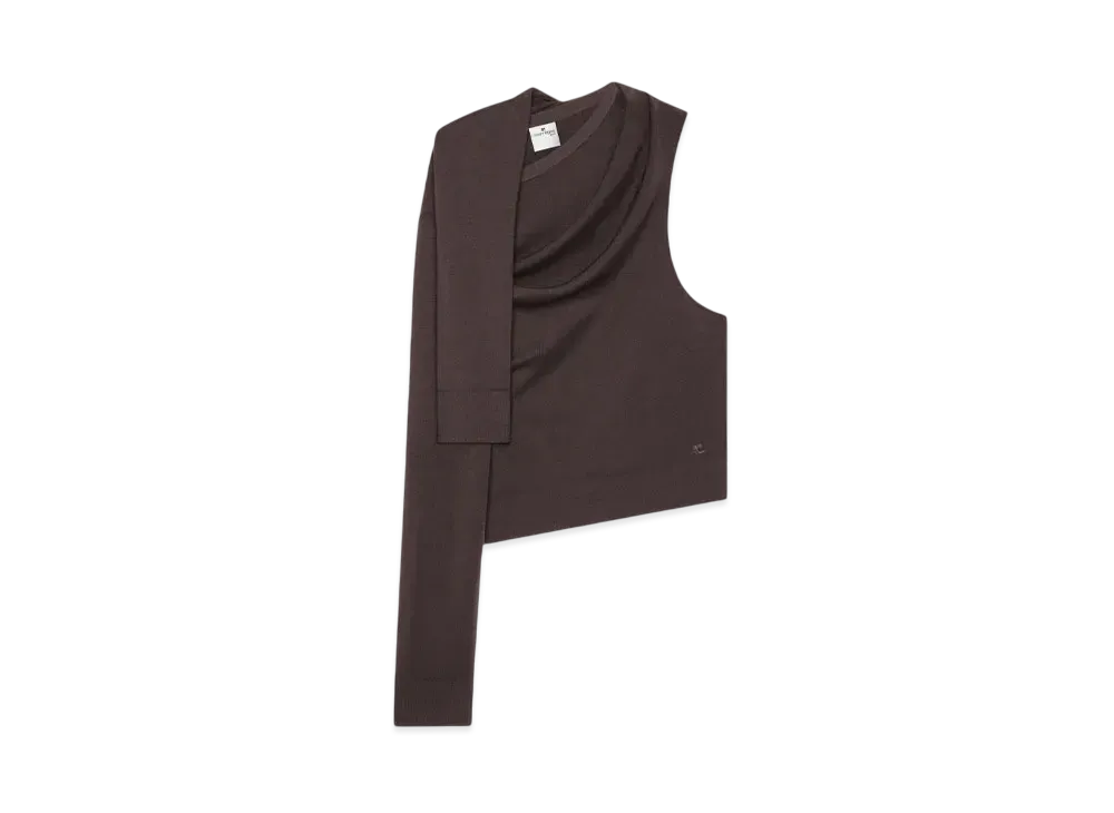 Courreges Off Shoulder Sweater Light Knit "Chocolate"