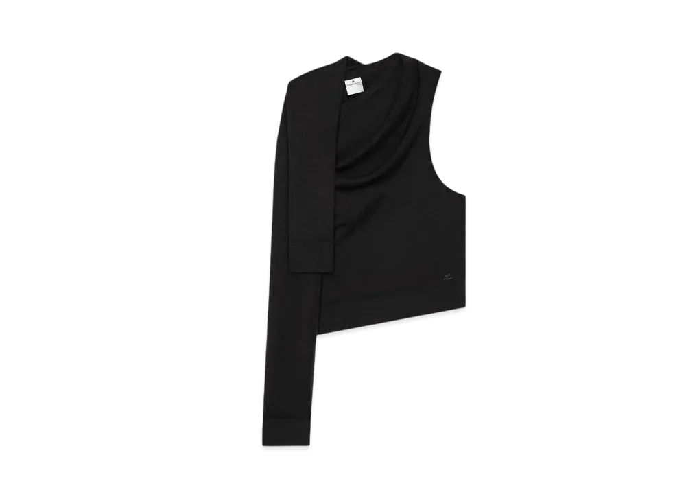 Courreges Off Shoulder Sweater Light Knit "Black"
