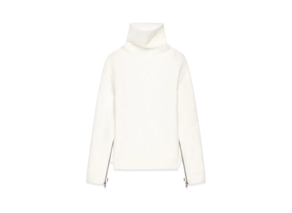 Courreges Oversized Mockneck Knit Sweater "Natural Beige"