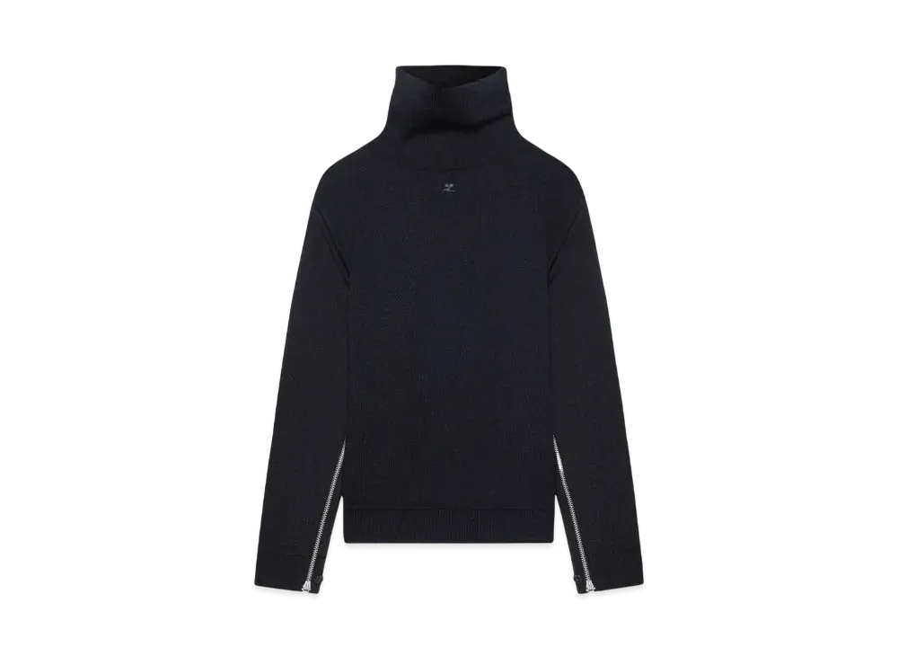 Courreges Oversized Mockneck Knit Sweater "Black"