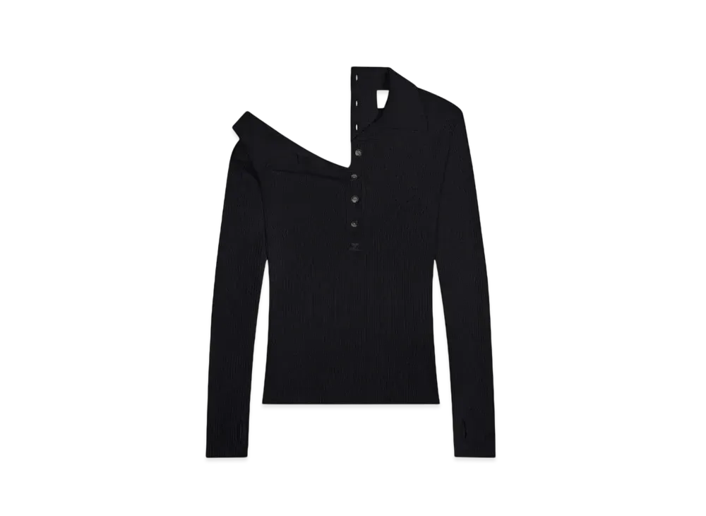 Courreges Multi-Buttons Light Wool Polo "Black"