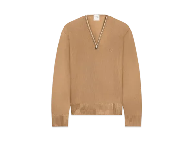 Courreges Zipped Wool Sweater "Toffee"