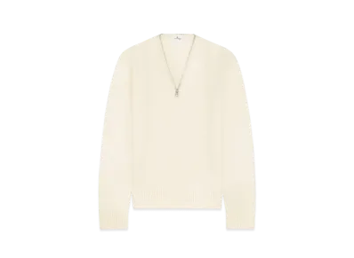 Courreges Zipped Wool Sweater "Natural Beige"