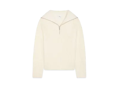 Courreges Ribbed Wool Hooded Sweater "Natural Beige"