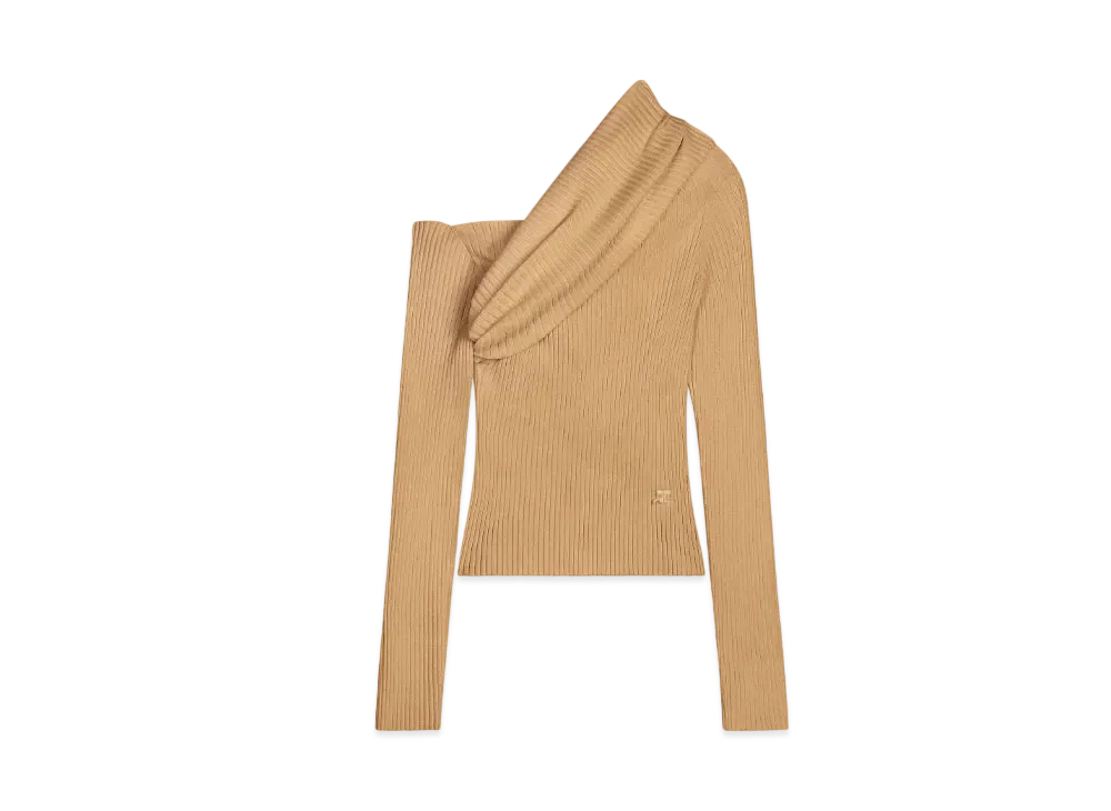 Courreges Twist Rib Knit Sweater "Toffee"