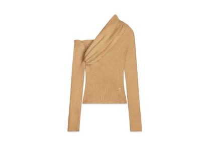 Courreges Twist Rib Knit Sweater "Toffee"