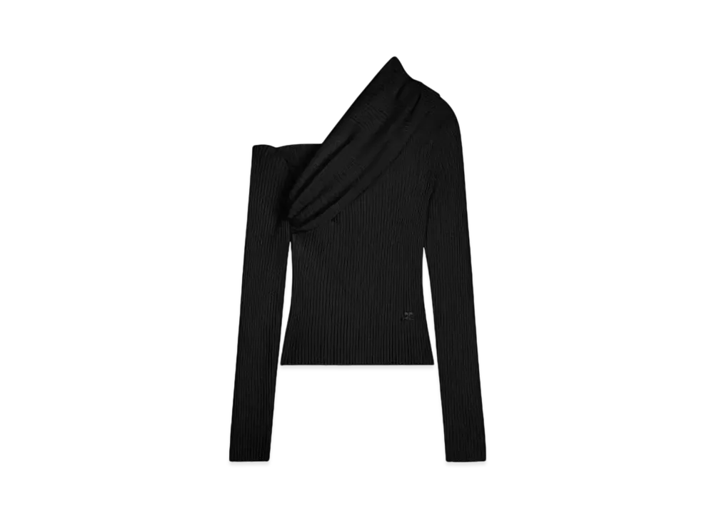 Courreges Twist Rib Knit Sweater "Black"