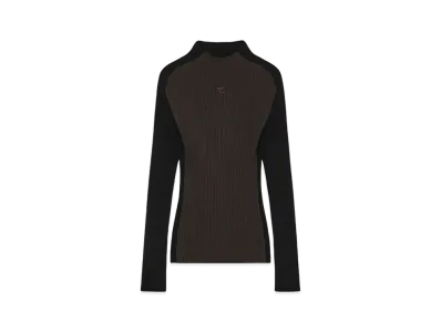 Courreges Contrast Frame Rib Knit Sweater "Mud Brown/Black"