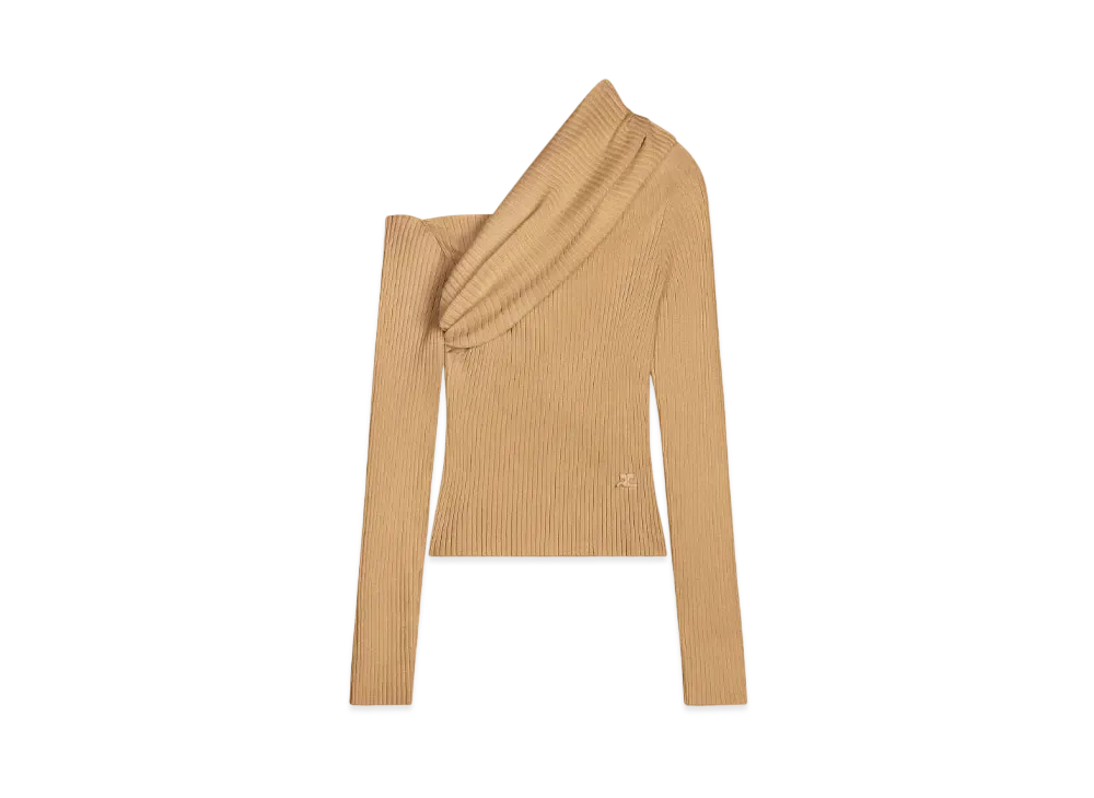 Courreges Twist Rib Knit Sweater "Toffee"