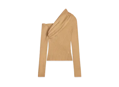 Courreges Twist Rib Knit Sweater "Toffee"