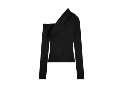 Courreges Twist Rib Knit Sweater "Black"