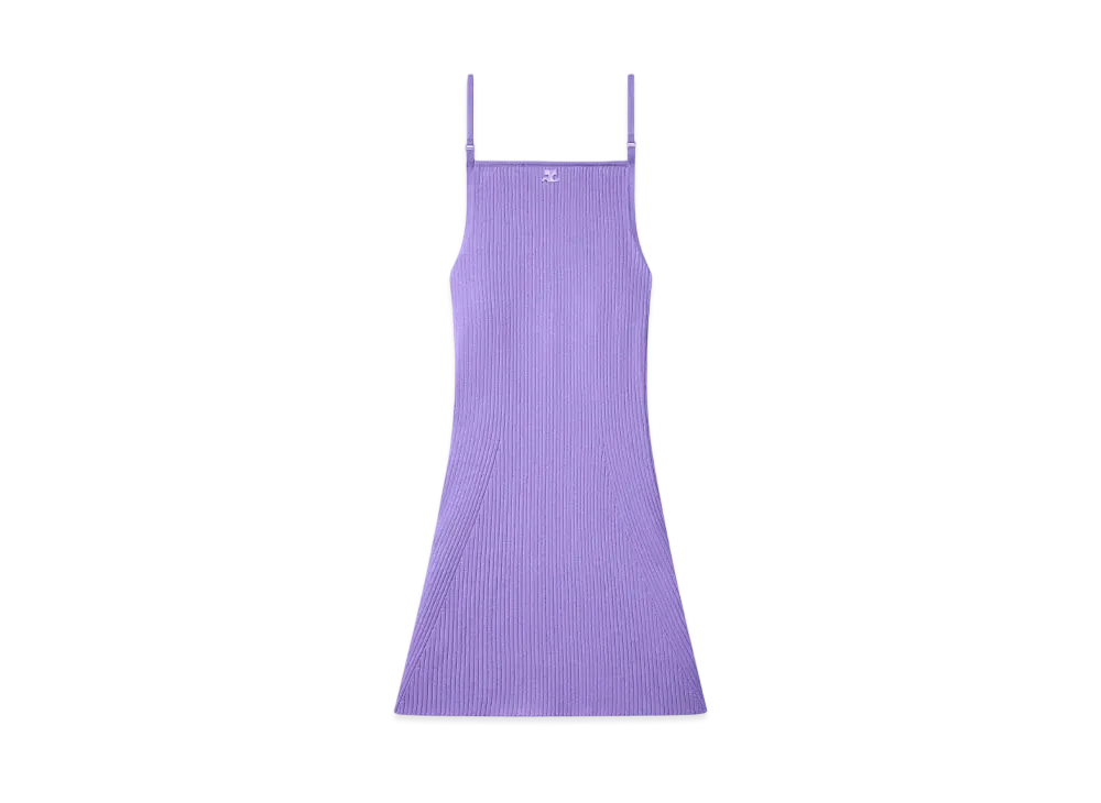 Courreges Rib Knit Mini Dress "Pure Purple"