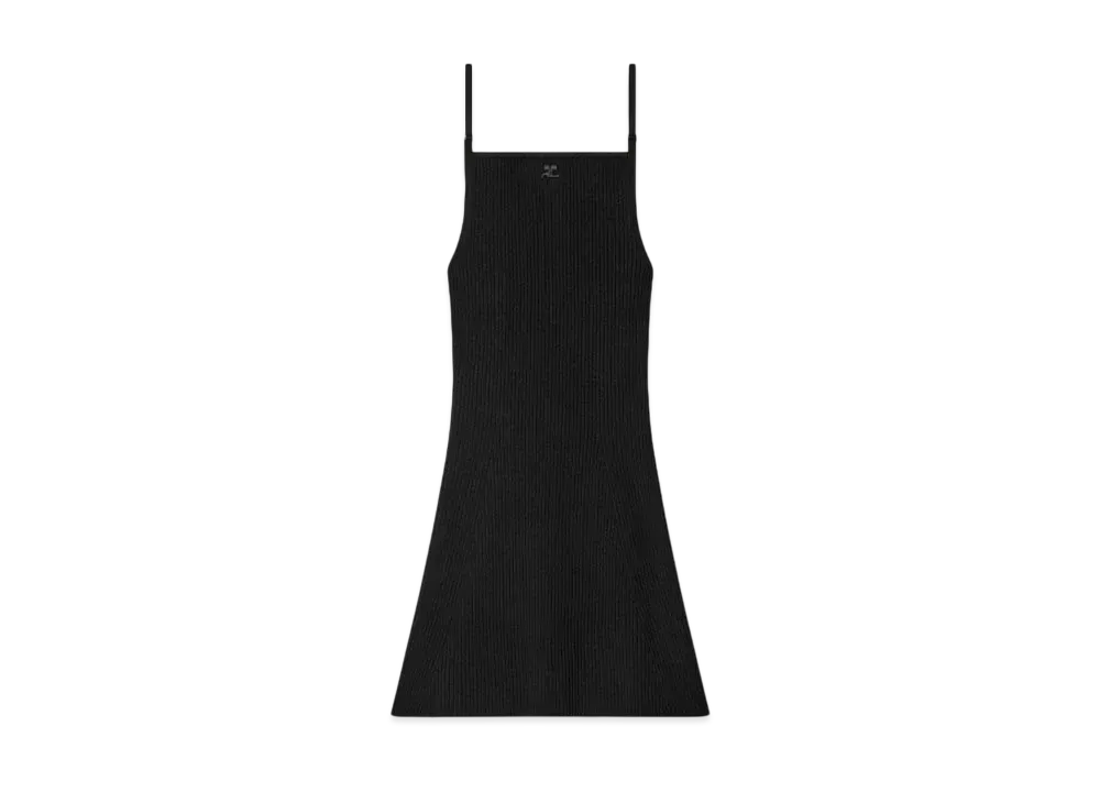 Courreges Rib Knit Mini Dress "Black"