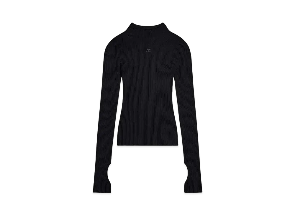 Courreges Solar Light Rib Mockneck Sweater "Black"
