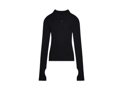 Courreges Solar Light Rib Mockneck Sweater "Black"
