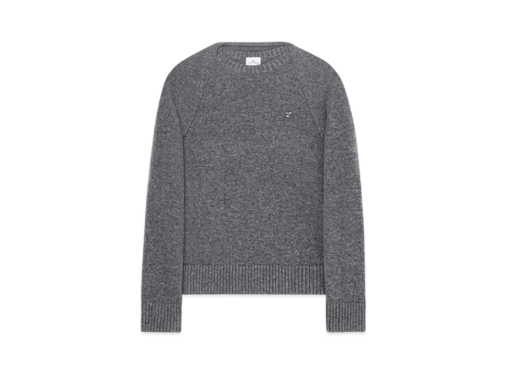 Courreges Wool Sweater With Drap Behind The Back "Hether Grey"