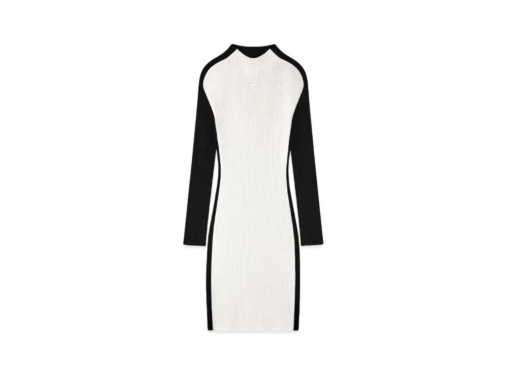 Courreges Contrast Frame Rib Knit Mini Dress "Blanc/Noir"