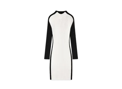 Courreges Contrast Frame Rib Knit Mini Dress "Blanc/Noir"