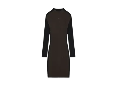 Courreges Contrast Frame Rib Knit Mini Dress "Mud Brown/Black"