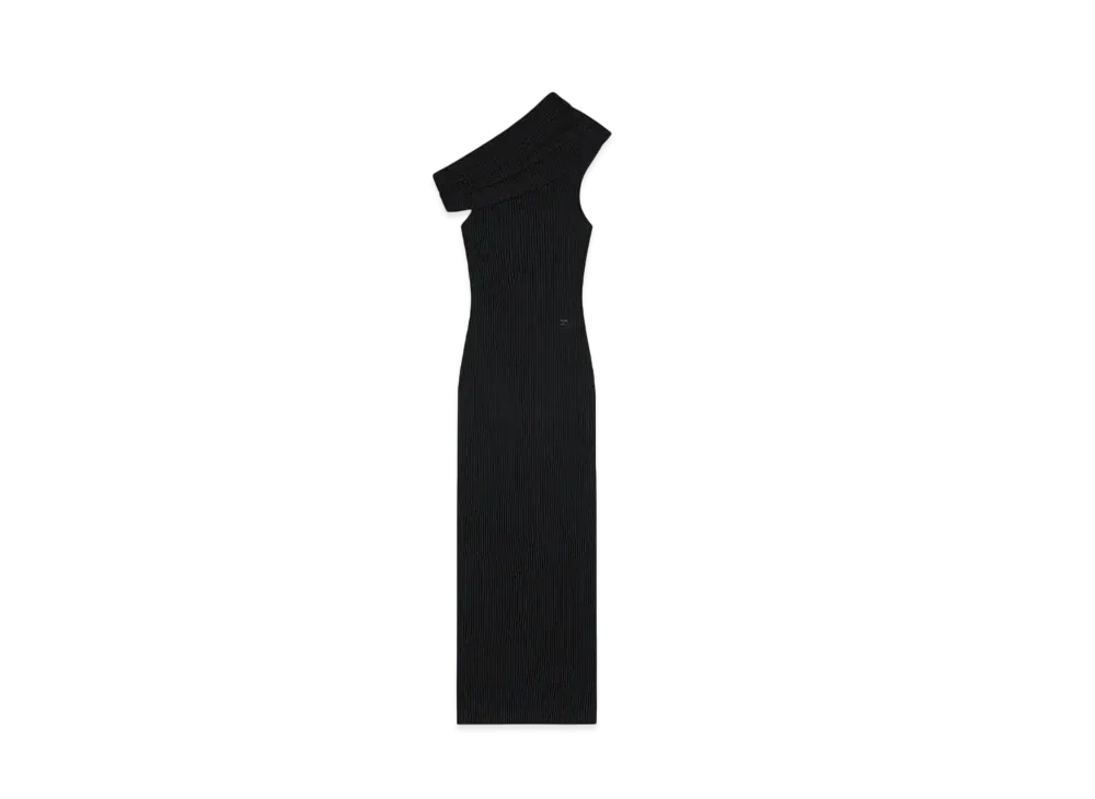 Courreges Twist Rib Knit Long Dress "Black"