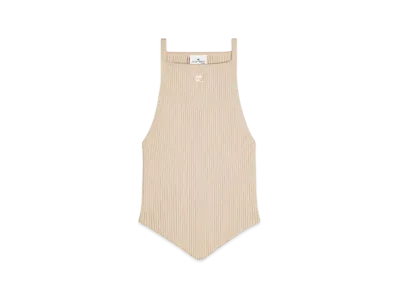 Courreges Pointy Rib Knit Tank Top "Cappuccino"