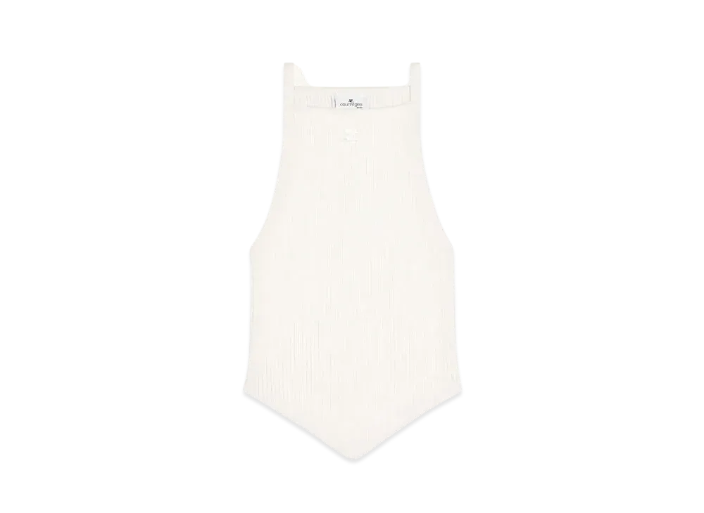 Courreges Pointy Rib Knit Tank Top "Heritage White"