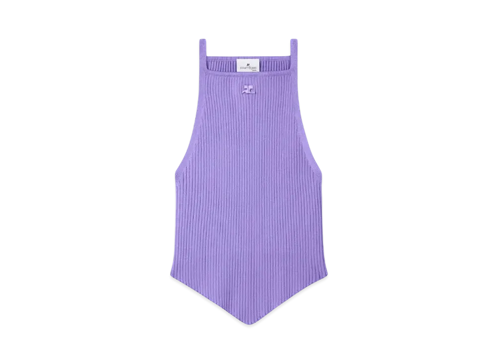 Courreges Pointy Rib Knit Tank Top "Pure Purple"
