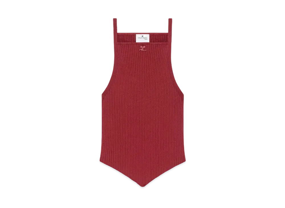 Courreges Pointy Rib Knit Tank Top "Grenat"