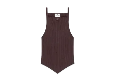 Courreges Pointy Rib Knit Tank Top "Chocolate"