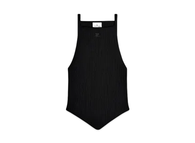 Courreges Pointy Rib Knit Tank Top "Black"