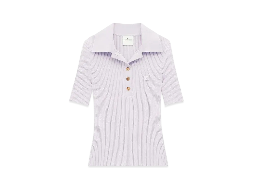 Courreges Iconic Rib Knit Polo Shirt "Mist"