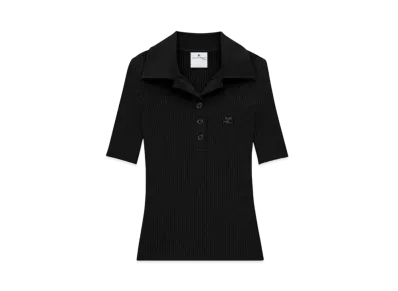 Courreges Iconic Rib Knit Polo Shirt "Black"