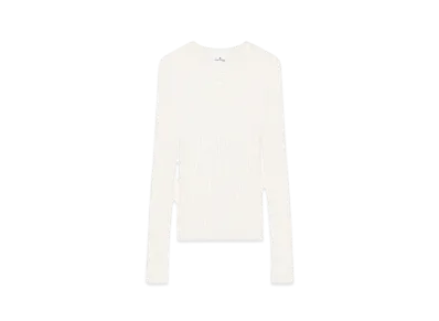 Courreges Shoulder Snaps Rib Knit Sweater "Heritage White"
