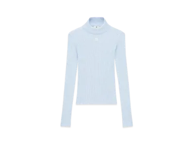 Courreges Reedition Rib Knit Mockneck Sweater "Sky"