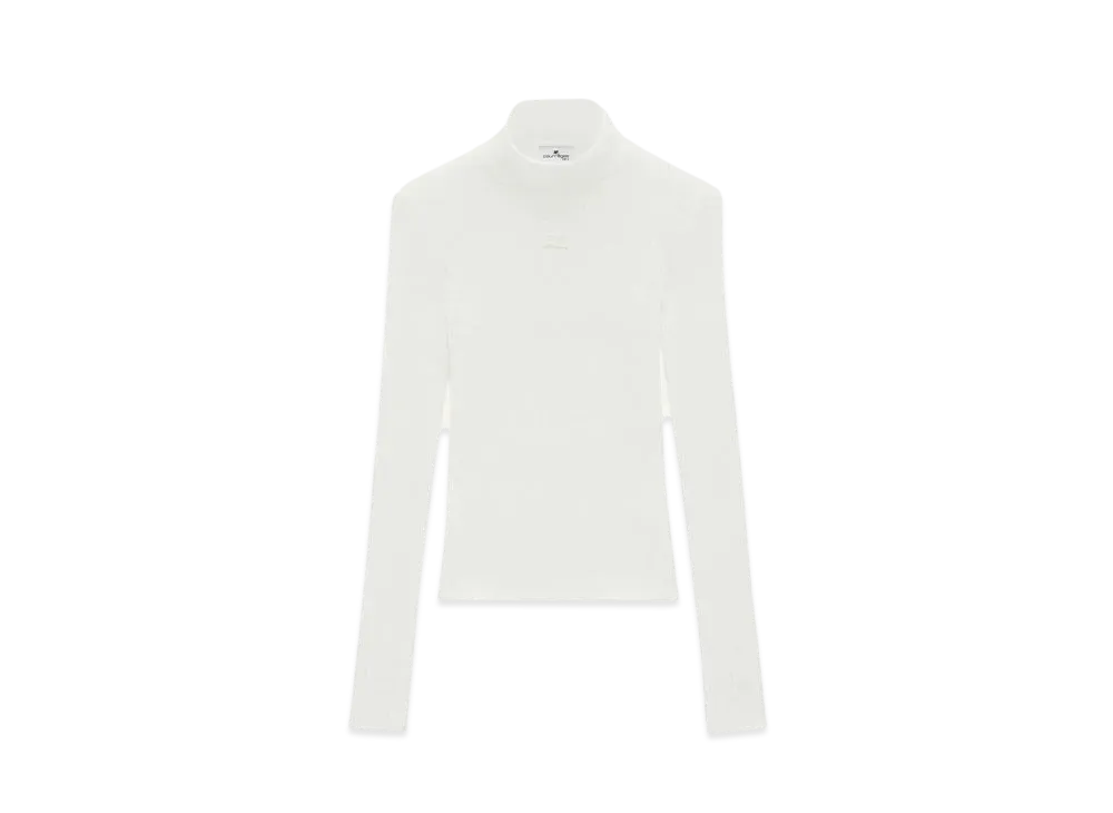 Courreges Reedition Rib Knit Mockneck Sweater "Heritage White"
