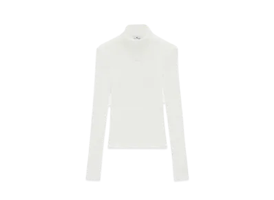 Courreges Reedition Rib Knit Mockneck Sweater "Heritage White"