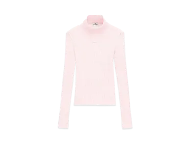 Courreges Reedition Rib Knit Mockneck Sweater "Pale Pink"
