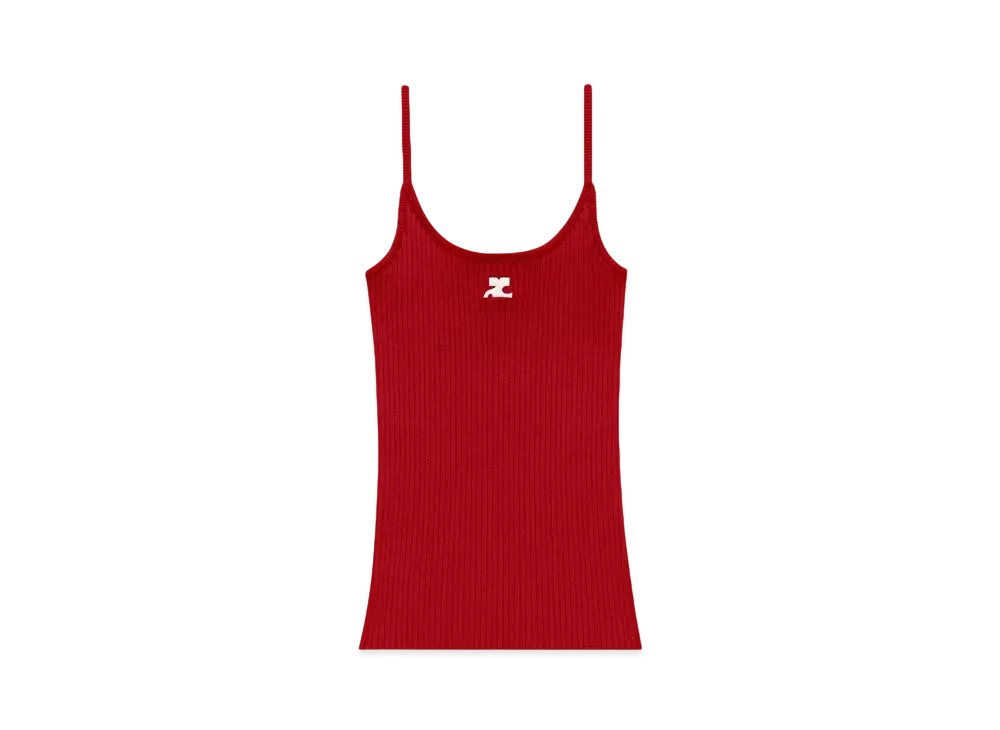 Courreges Reedition Rib Knit Tank Top "Red"