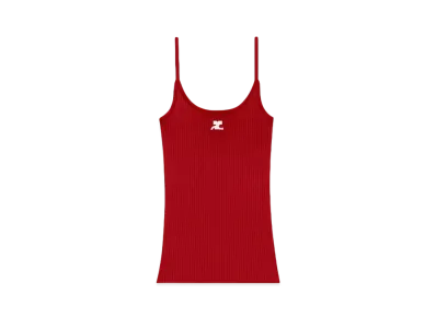 Courreges Reedition Rib Knit Tank Top "Red"