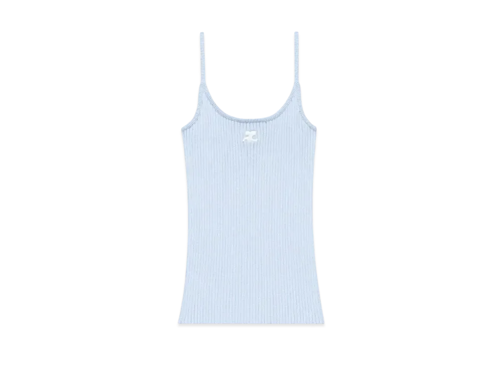 Courreges Reedition Rib Knit Tank Top "Sky"