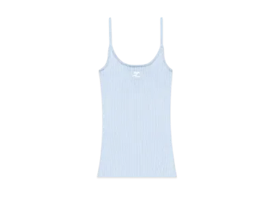 Courreges Reedition Rib Knit Tank Top "Sky"