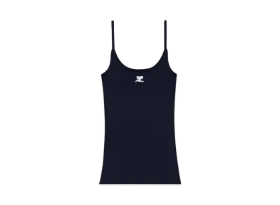 Courreges Reedition Rib Knit Tank Top "Navy"