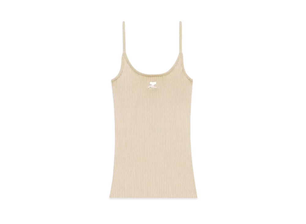 Courreges Reedition Rib Knit Tank Top "Sand"