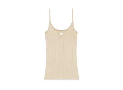 Courreges Reedition Rib Knit Tank Top "Sand"