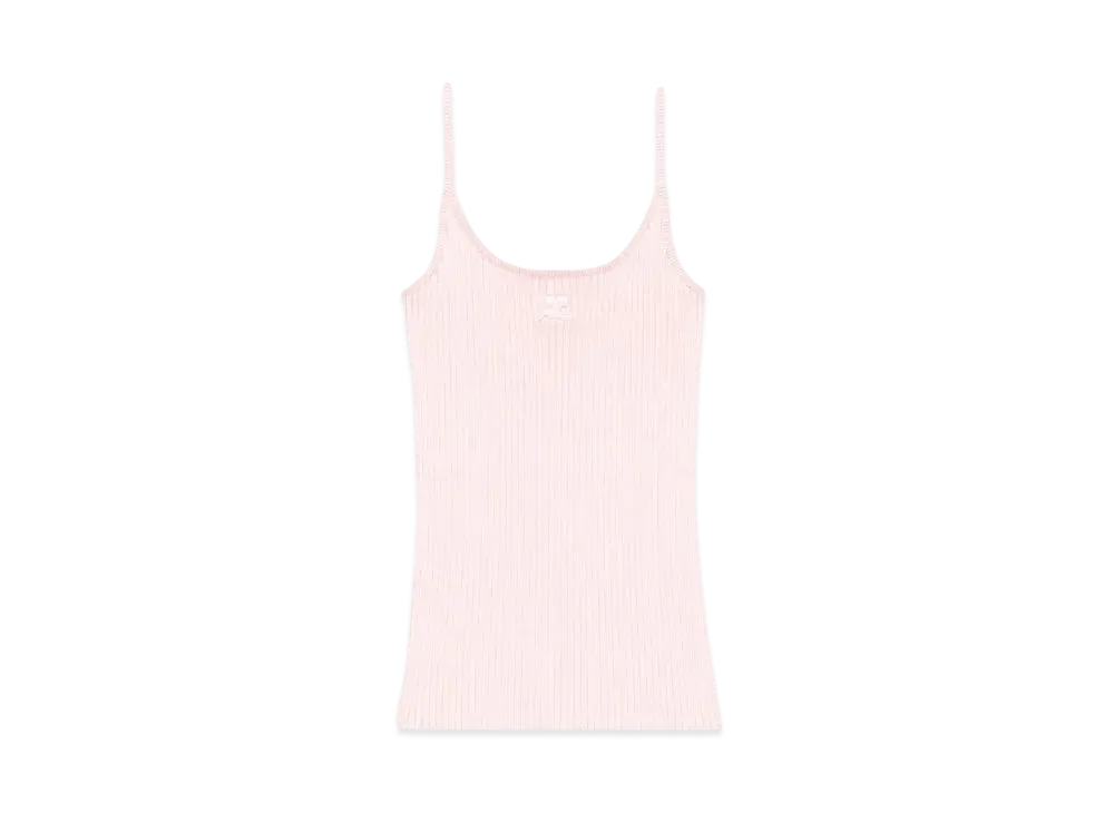 Courreges Reedition Rib Knit Tank Top "Pale Pink"