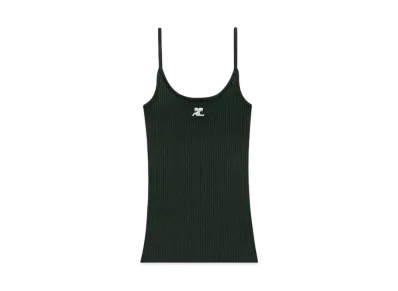 Courreges Reedition Rib Knit Tank Top "Dark Green"